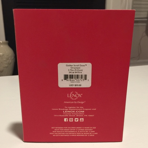 🎉SALE NWT LENOX Golden Scroll Dove Ornament - Picture 2 of 4